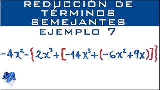 Reducción de términos semejantes  con signos de agrupación  Ejemplo 2 [upl. by Nivi866]