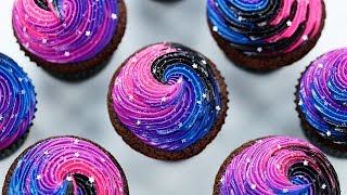 HOW TO MAKE GALAXY CUPCAKES  NERDY NUMMIES [upl. by Ecyac505]