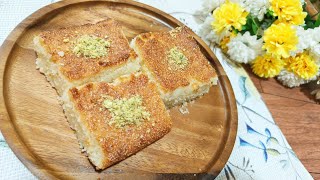 Basbousa recipe  Basbousa cake  Middle eastern semolina cake [upl. by Nueormahc]