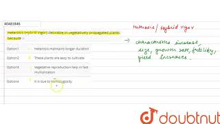 Hjeterosis Hybrid Vigor desirable in vegetatively propagated plants because [upl. by Moises234]