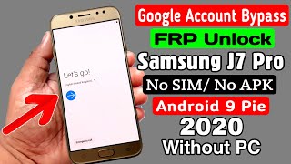 Samsung J7 Pro SM J730 Google FRP Bypass 2020  No SIM PIN Lock  No APK Install Without PC [upl. by Llehsal]