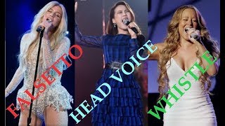 Female Singers  Falsetto Head Voice amp Whistle High notes [upl. by Ylrebmi197]