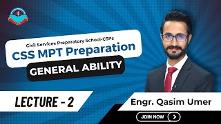 CSS MPT 2025 Preparation Live Class  2 General Ability  Engr Qasim Umer  MPT Classes by CSPs [upl. by Liagabba]