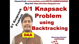 01 Knapsack Problem using Backtracking  01 Knapsack Problem  Backtracking  Example  DAA [upl. by Gelasius]