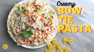 Creamy Bow Tie Pasta Easy Recipe  Quick White Sauce Pasta Recipe Veggie Pasta [upl. by Wanyen971]