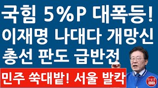 긴급 국민의힘 39 민주 29 충격의 여론조사 서울 완전히 넘어왔다 이재명 난리났다 진성호의 융단폭격 [upl. by Nuli]