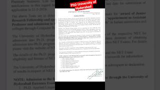 PhD application University of Hyderabad  university of hyderabad phd admission 2024 phd net nta [upl. by Gitel]