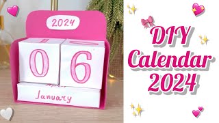 DIY Calendar 2024  How To Make Cute Desk Calendar For New Year  DIY  Paper Table Calendar [upl. by Ahseekat]