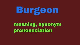 Burgeon Meanning in English pronounciation synonym amp usage [upl. by Broder]