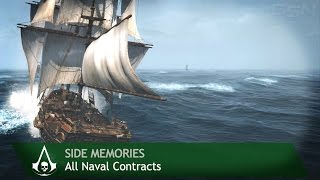 Assassins Creed 4 Black Flag  Side Memories  All Naval Contracts [upl. by Maxantia]