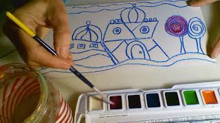 At Home Art Lesson  Hundertwasser Cityscape For Kids [upl. by Rana]