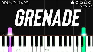 Bruno Mars  Grenade  EASY Piano Tutorial [upl. by Andree32]