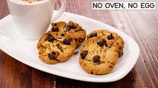 Choco Chip Cookies In Cooker  Eggless Chocolate Biscuits Without Oven  CookingShooking Recipe [upl. by Llehcram]