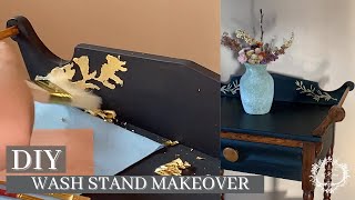 Staining Painting and Gilding Wood Furniture  Wash Stand Makeover  Step By Step Tutorial [upl. by Zurheide]