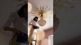 Furniture ceiling hanging gold leaf wood craft diy furniture calligraphy gold handmade art [upl. by Arela254]