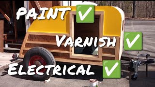 TEARDROP TRAILER BUILD PART 9 Paint Varnish amp Finished Electrical FINALLY [upl. by Kask900]