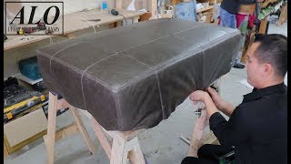 HOW TO UPHOLSTER A TUFTED OTTOMAN  ALO Upholstery [upl. by Cammy56]