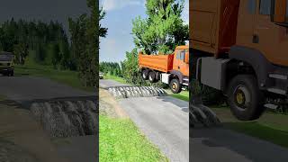 DUMP TRUCK vs GIANT SPEED BUMPS Shorts TruckFail RoadTripDisasters [upl. by Scharff]