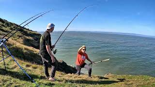 Fishing Brean Down Worm Baiting With One Hand September 2024 [upl. by Aynwat372]