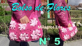 Bolso colgante N° 5 tejido a crochet con cuadrados de Flores paso a paso  MILAGROS ENA [upl. by Inod]