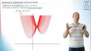 Kwadratische vergelijkingen met een parameter vwo 3  WiskundeAcademie [upl. by Candide483]