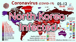 First Coronavirus Infection in North Korea 500M Cases Timelapse [upl. by Tanitansy]