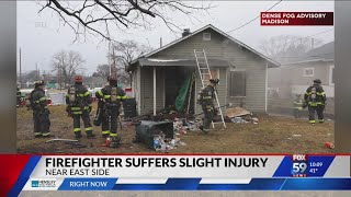 IFD extinguishes blaze inside vacant home 1 firefighter sustains ‘slight injury’ [upl. by Nesila629]