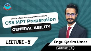 CSS MPT 2025 Preparation Live Class  5 General Ability  Engr Qasim Umer  MPT Classes by CSPs [upl. by Marika]