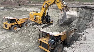 Caterpillar 6015B Excavator Loading Caterpillar Dumpers  Sotiriadis Mining Works [upl. by Joon]