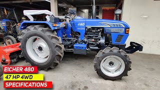 New Eicher 480 4wd 47Hp Tractor  Review Specifications  Walk around [upl. by Ahsiat]