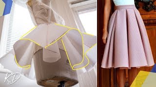 HOW TO DRAFT BOX PLEATED CIRCLE SKIRT PATTERN  KIM DAVE [upl. by Amitie]