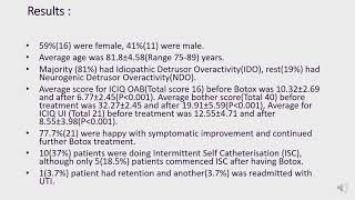 23176 Safety and efficacy of Botox injection in elderly patients with Overactive Bladder [upl. by Estis]