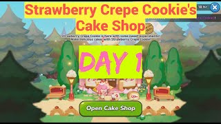 Strawberry Crepe Cookies Cake Shop Day 1 Level 13  Cookie Run Kingdom [upl. by Yslek]