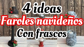 4 faroles navideños vintage con frascos de cristal [upl. by Puff]