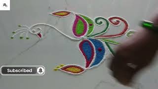 Beautiful Diwali Deepam Rangoli  Mahalakshmi Pooja Rangoli Designs  Easy And Simple Rangoli [upl. by Nailluj]