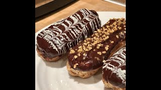 Choux pastry demo amp mocha eclairs [upl. by Malek581]