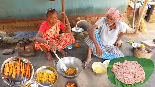 GOAT INTESTINE FRY  how to clean and cooking mutton intestine eating with rice [upl. by Cassidy75]