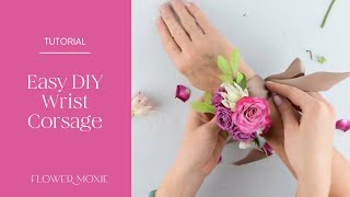 EASY DIY Wrist Corsage by Flower Moxie SUPER FAST TUTORIAL [upl. by Corvin]