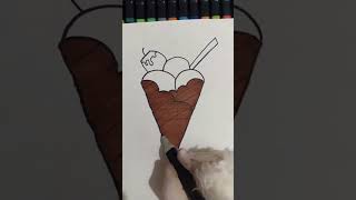 Draw easy ice cream with V 🍦art creative satisfying shorts [upl. by Alrich128]