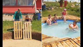 This Lovely Couple Built a Backyard Pool Using Pallets 🏊‍♂️🌿 [upl. by Octavius]