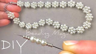 Easy Daisy Beaded Necklace Tutorial How to Make a Flower Necklace with Beads [upl. by Delle]