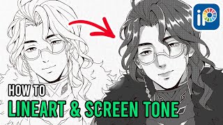 Lineart Tutorial in Ibispaint X and how to use Screentones with Parblo Ninos [upl. by Dnalel]