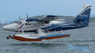 Beautiful Closeup Seaplane Landing  European Coastal Airlines Twin Otter [upl. by Victorine]