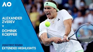 Alexander Zverev v Dominik Koepfer Extended Highlights  Australian Open 2024 First Round [upl. by Merriman]