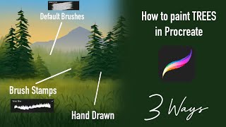 How to Draw Pine Trees in Procreate 3 ways [upl. by Chatterjee]