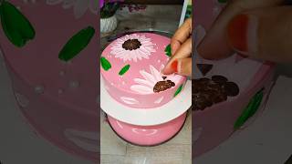 Palate Knife Floral Painting Cake🌸 shorts sliceit nutellacake trending [upl. by Nalat]