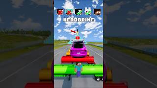 NOOB vs PRO vs HACKER vs HEROBRINE Car Jump Challenge 7 🤗 🚗 shorts beamngdrive [upl. by Ailina]