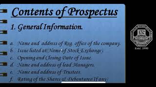 Prospectus amp Its Contents [upl. by Ecyla]