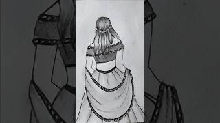 How to draw a girl with beautiful lehenga pencil sketch of a girl shorts viralvideo [upl. by Elenaj]