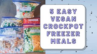 5 Easy Vegan Crockpot Freezer Meals  Easy Dump amp Go Recipes [upl. by Feodore]